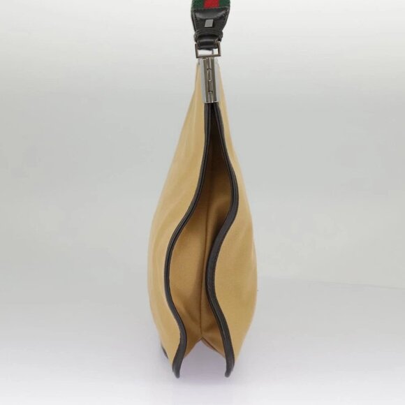 GUCCI Web Sherry Line Shoulder Bag Canvas Beige Silver - Picture 6 of 14